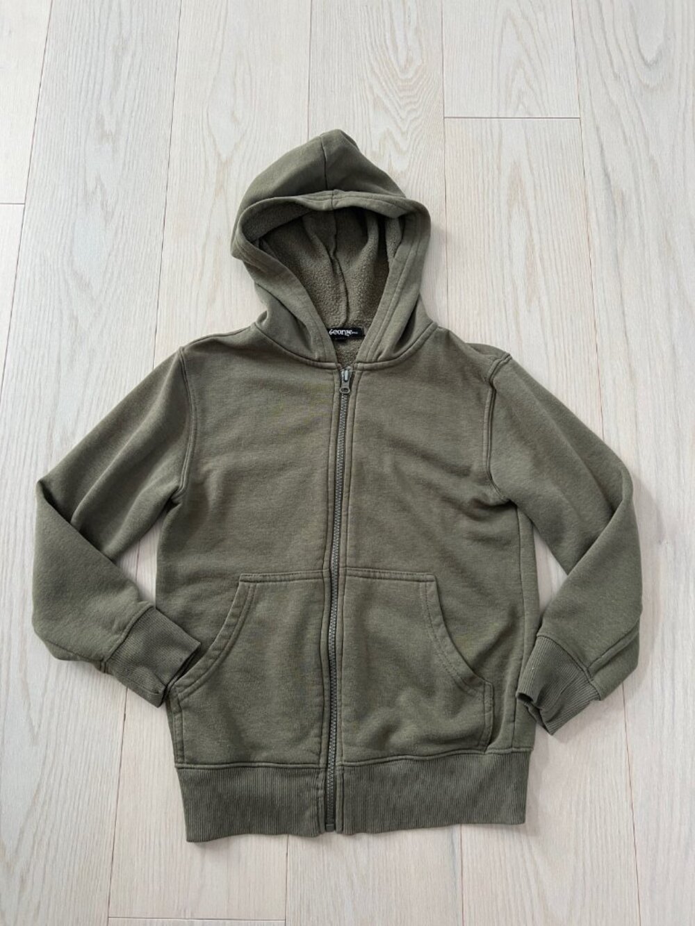 George Boy's Kids Army Green Zip Hoodie Size 7/8 ( M )
